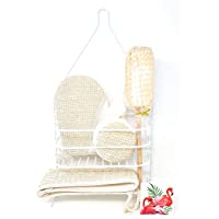 Set » Guante crin exfoliante corporal + Estantería baño + Esponjas De Luffa + Correa Exfoliante Orgánica Masaje (Set…